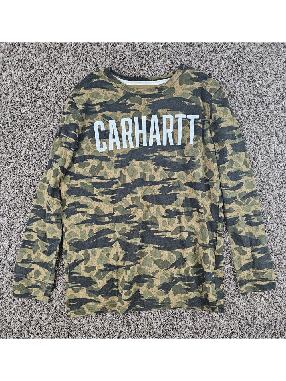 Carhartt youth camo long-sleeve crewneck T-shirt Boys Sz L